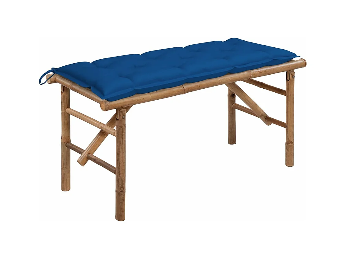 Banc de jardin pliable avec coussin 118 cm Bambou REO73142