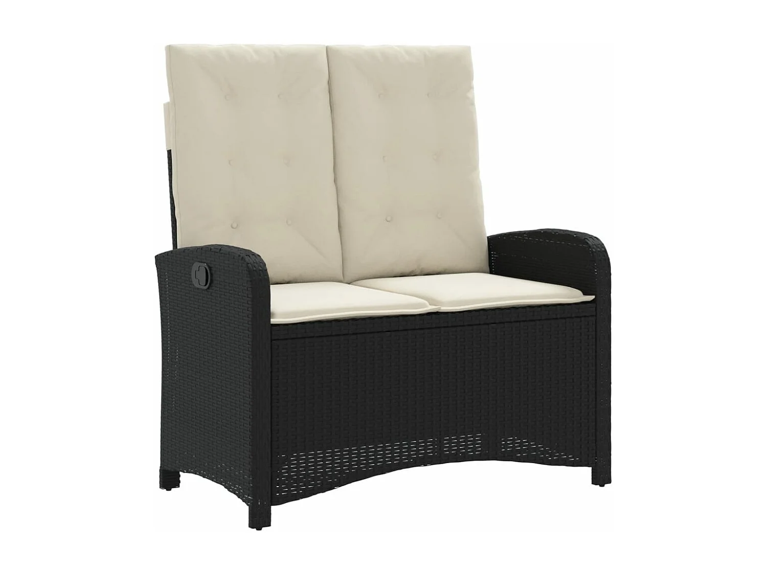 Banc inclinable de jardin avec coussins noir résine tressée REO82451