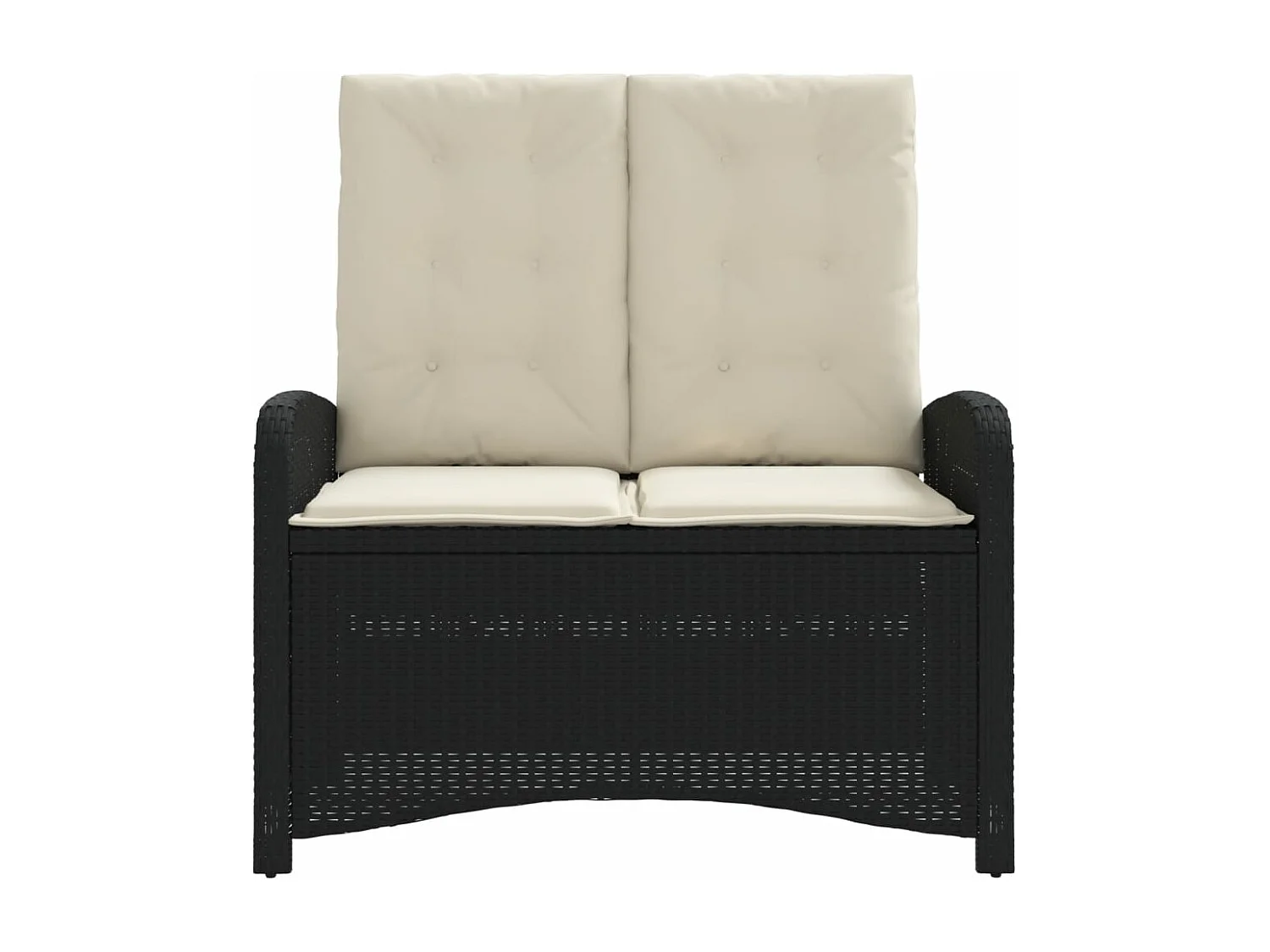 Banc inclinable de jardin avec coussins noir résine tressée REO82451