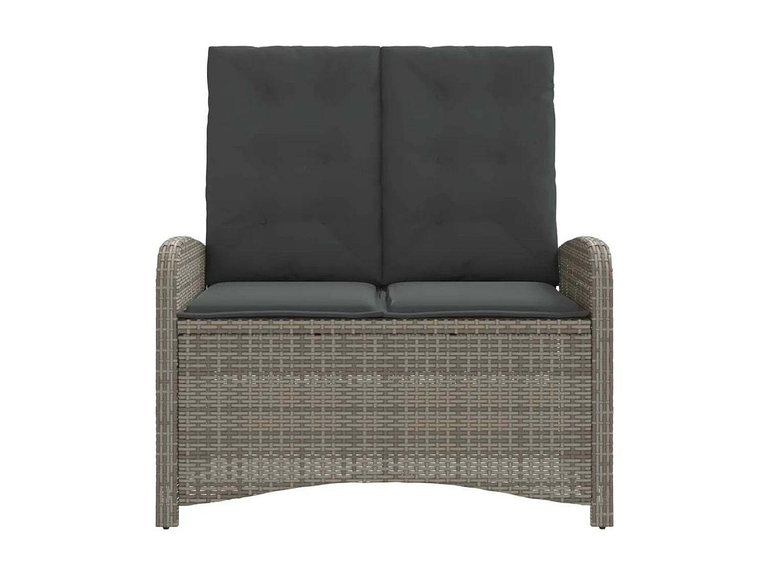 Banc inclinable de jardin avec coussins gris résine tressée REO89048