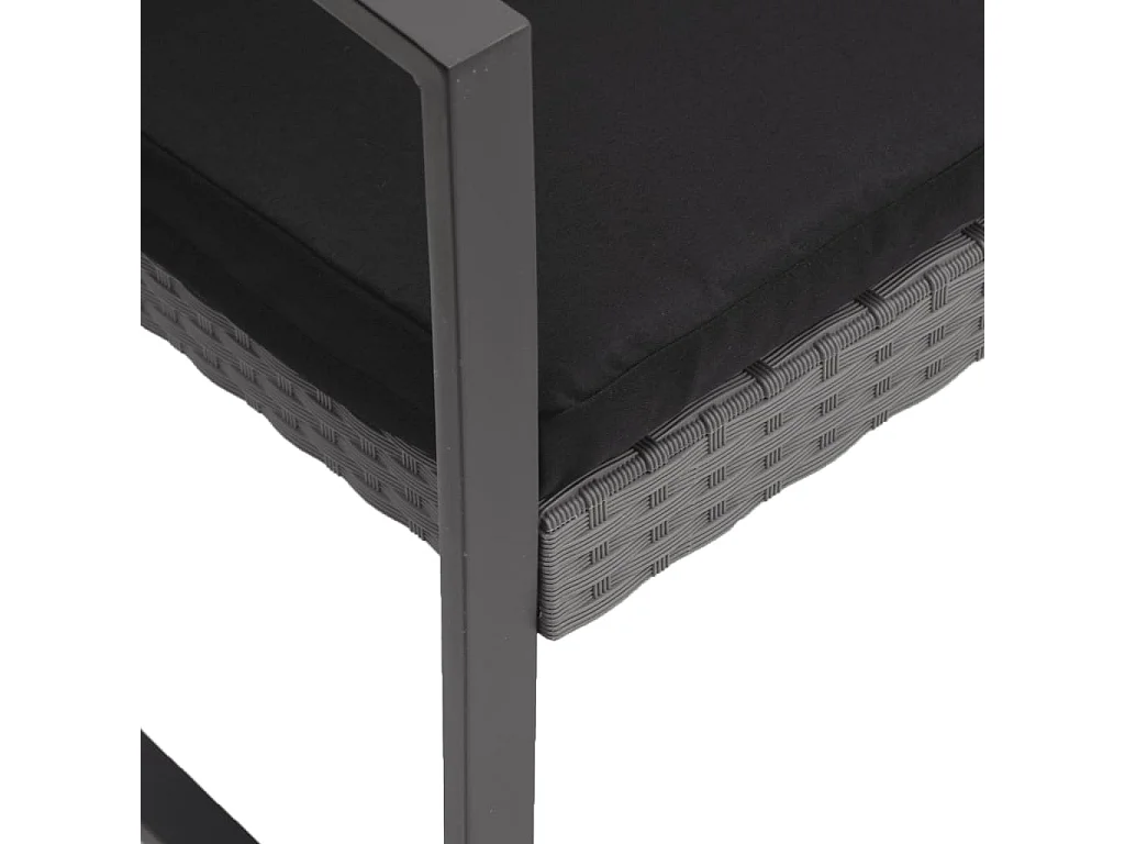 Banc de jardin à 3 places et coussins gris foncé PP rotin REO61156