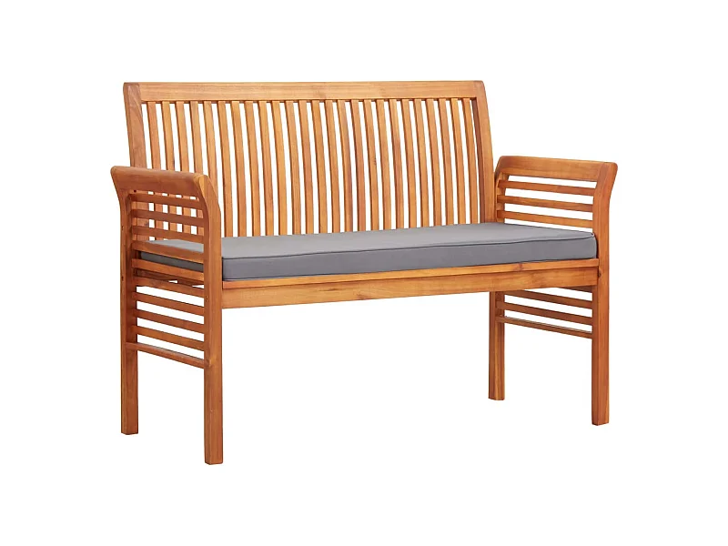 Banc de jardin 2 places avec coussin 120cm Bois d'acacia massif REO53309