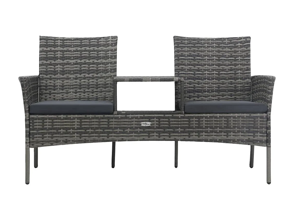 Tuinbank 2-zits met tafeltje poly rattan antraciet