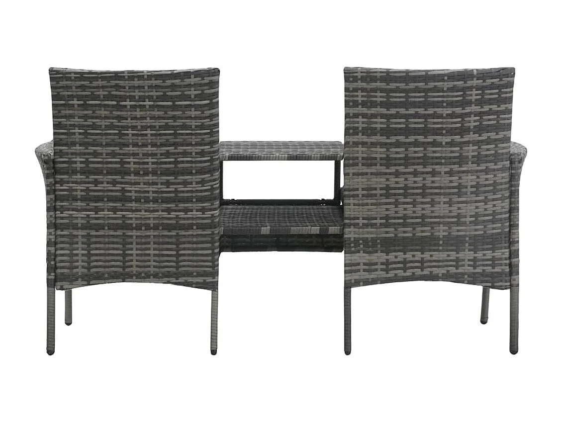 Tuinbank 2-zits met tafeltje poly rattan antraciet