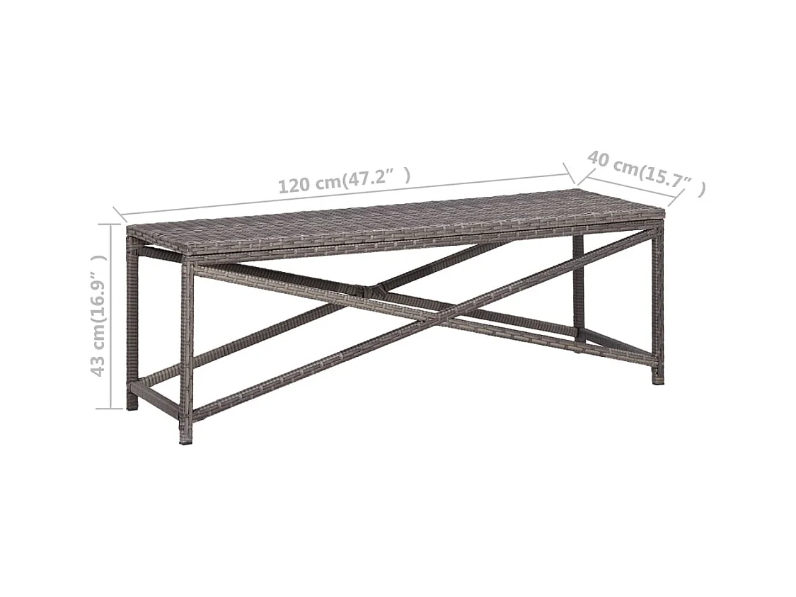 Tuinbank 120 cm poly rattan grijs NL246545