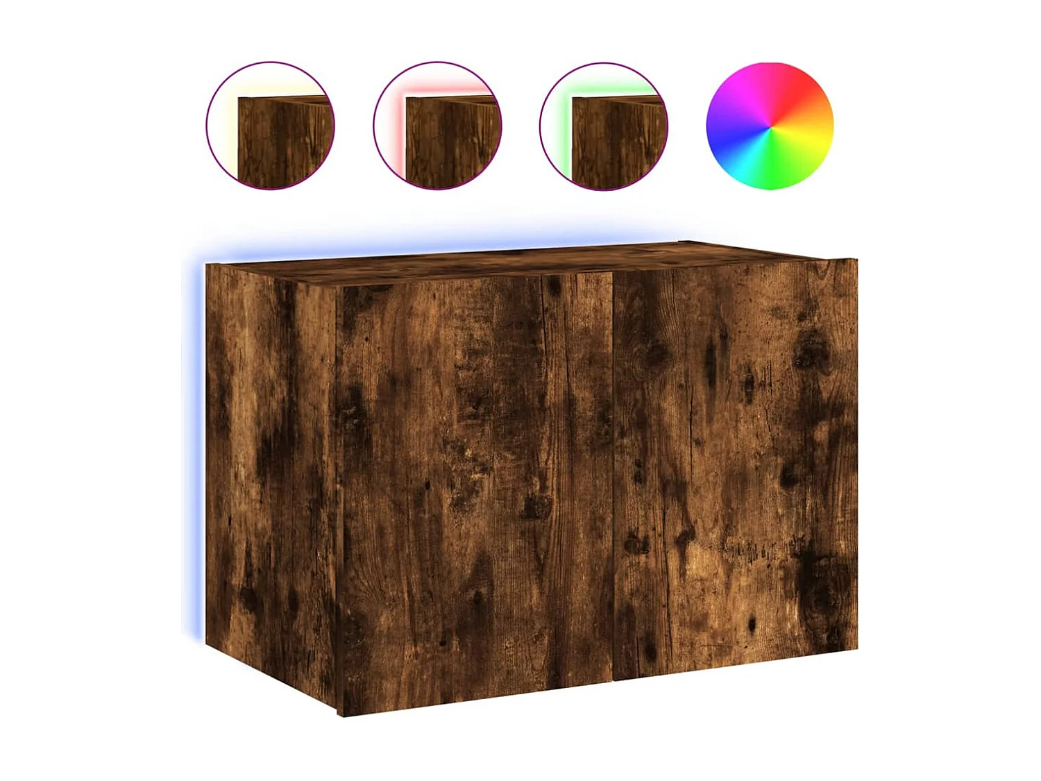 Mueble TV de pared con luces LED roble ahumado 60x35x41 cm ES77123