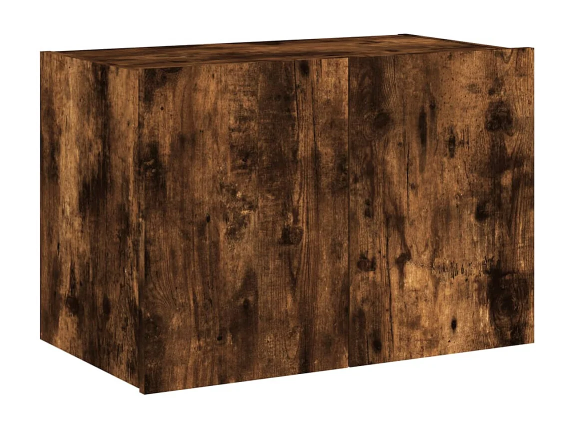 Mueble TV de pared con luces LED roble ahumado 60x35x41 cm ES77123