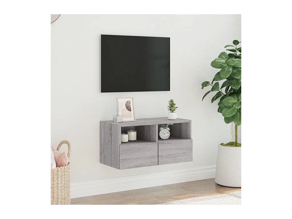 Móvel de parede p/ TV 60x30x30cm derivados madeira cinza sonoma PT142659