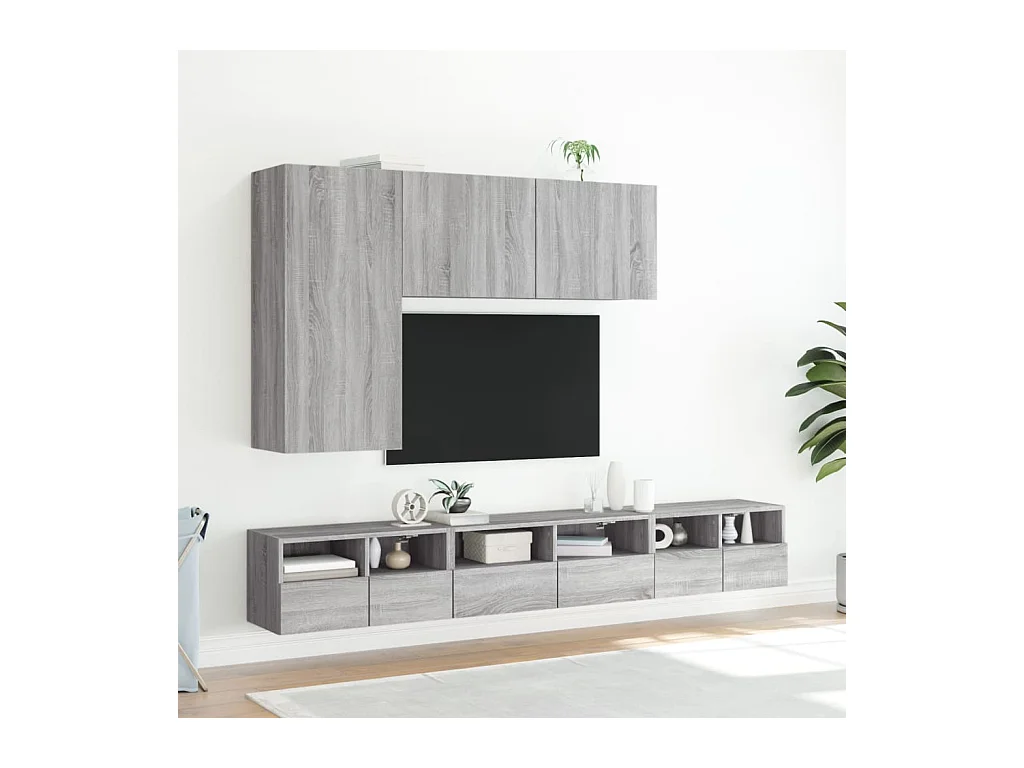Móvel de parede p/ TV 60x30x30cm derivados madeira cinza sonoma PT142659