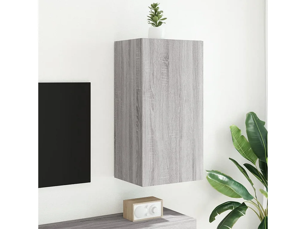 TV-Wandschrank,TV-Hängeschrank mit LED-Leuchten Grau Sonoma 40,5x35x80 cm -gkd857668