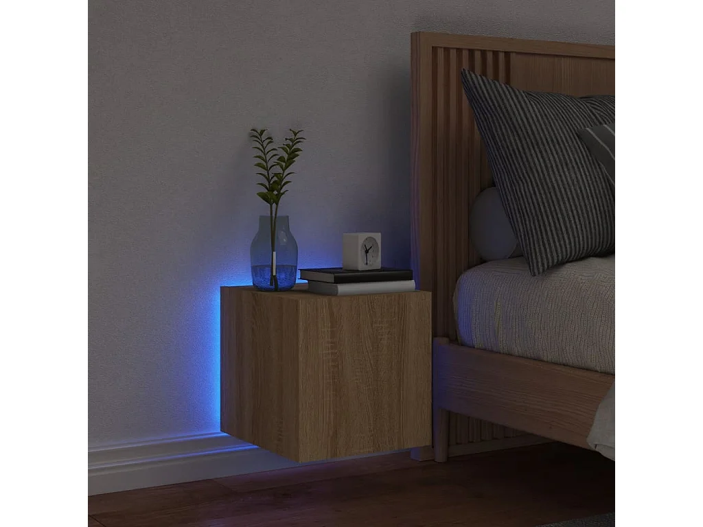 Meuble TV mural avec lumières LED chêne sonoma 30,5x35x30 cm WET5508