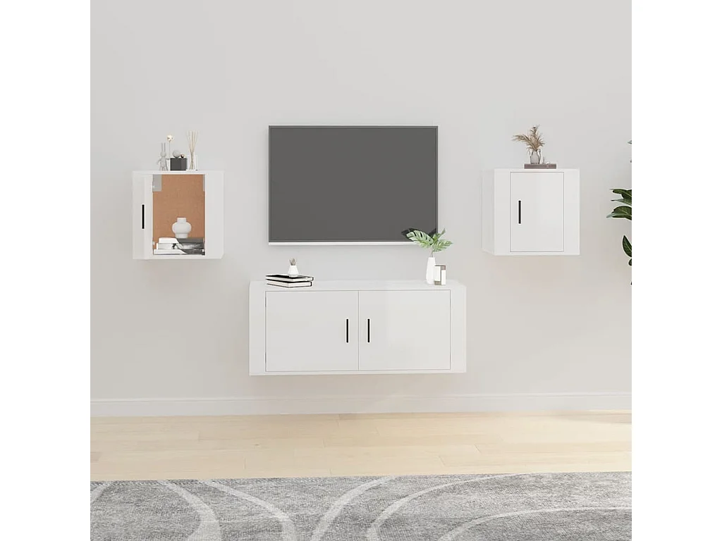 TV-Wandschränke 2 Stk.TV-Schränke Hochglanz-Weiß 40x34,5x40 cm -gkd718554