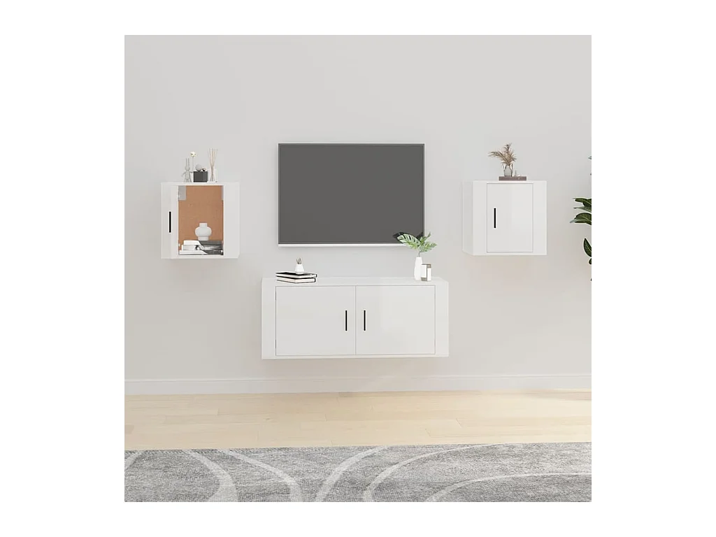 Tv-wandmeubels 2 st 40x34,5x40 cm hoogglans wit NL210889
