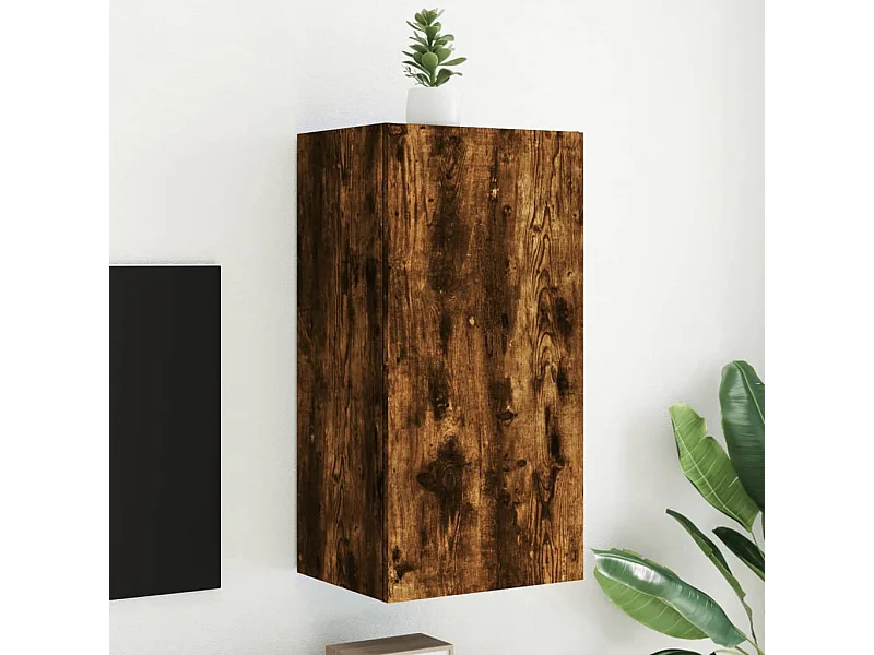 Móvel de parede p/ TV c/ luzes LED 40,5x35x80cm carvalho fumado PT231763