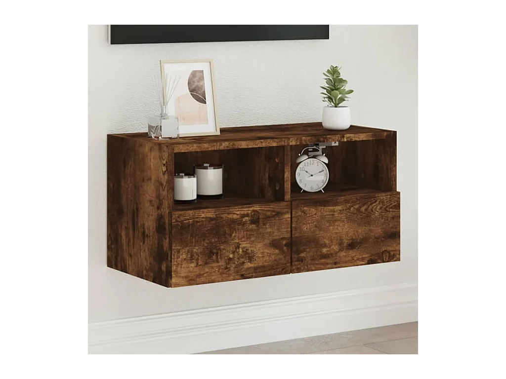 Meuble TV mural chêne fumé 60x30x30 cm bois d'ingénierie WET2112
