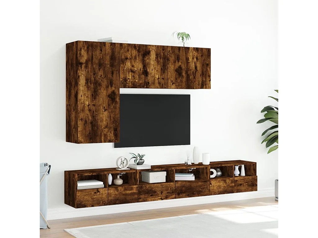 Meuble TV mural chêne fumé 60x30x30 cm bois d'ingénierie WET2112