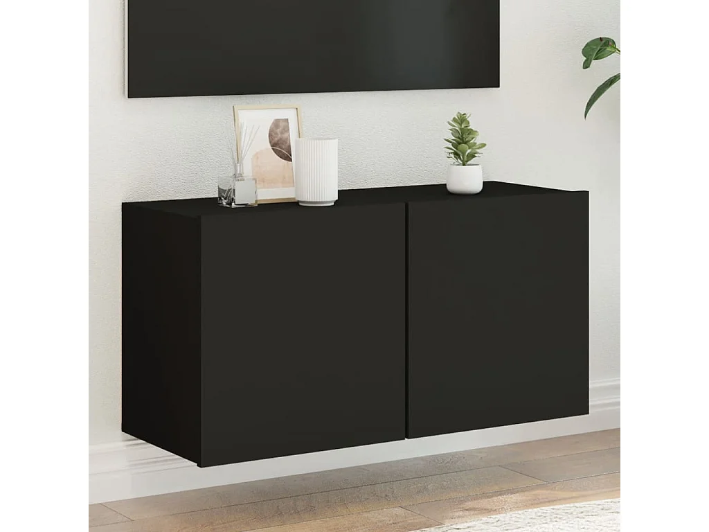Meuble TV mural noir 80x30x41 cm WET9256