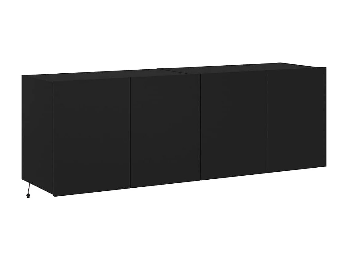 2er TV-Schränke,TV-Wandschränke mit LED-Leuchten Schwarz 60x35x41 cm -gkd744587