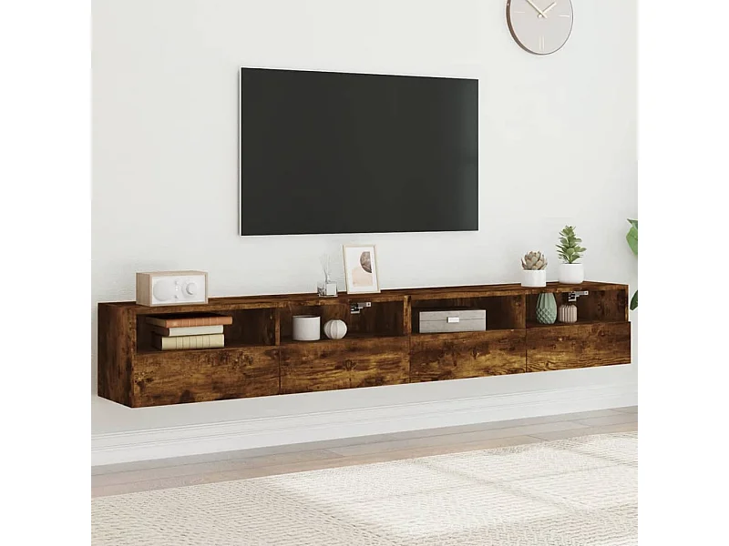 Meubles TV muraux 2pcs chêne fumé 100x30x30cm bois d'ingénierie WET4095