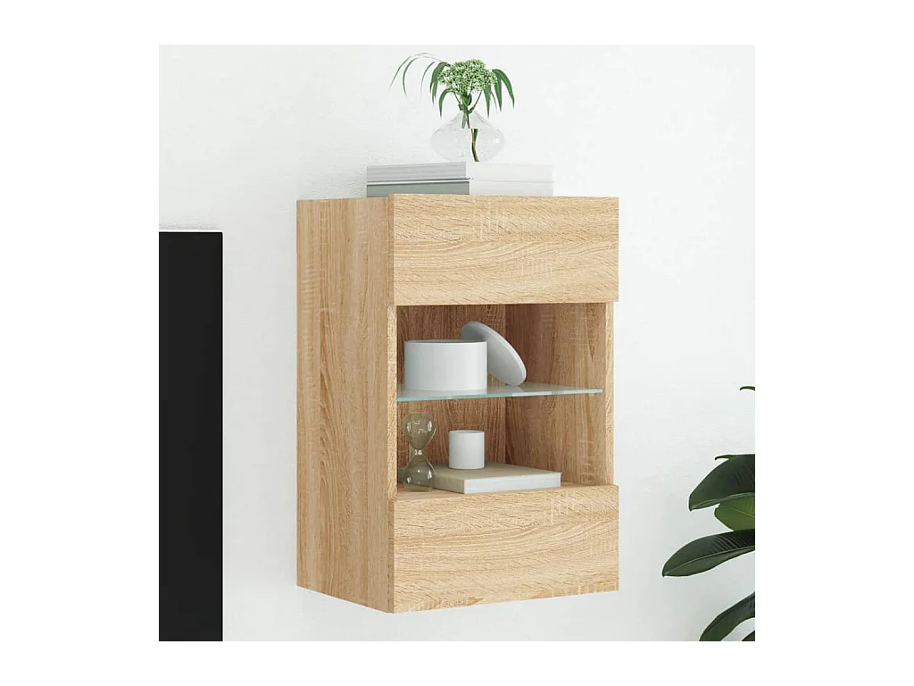 Tv-wandmeubel met LED-verlichting 40x30x60,5 cm sonoma eiken NL493287