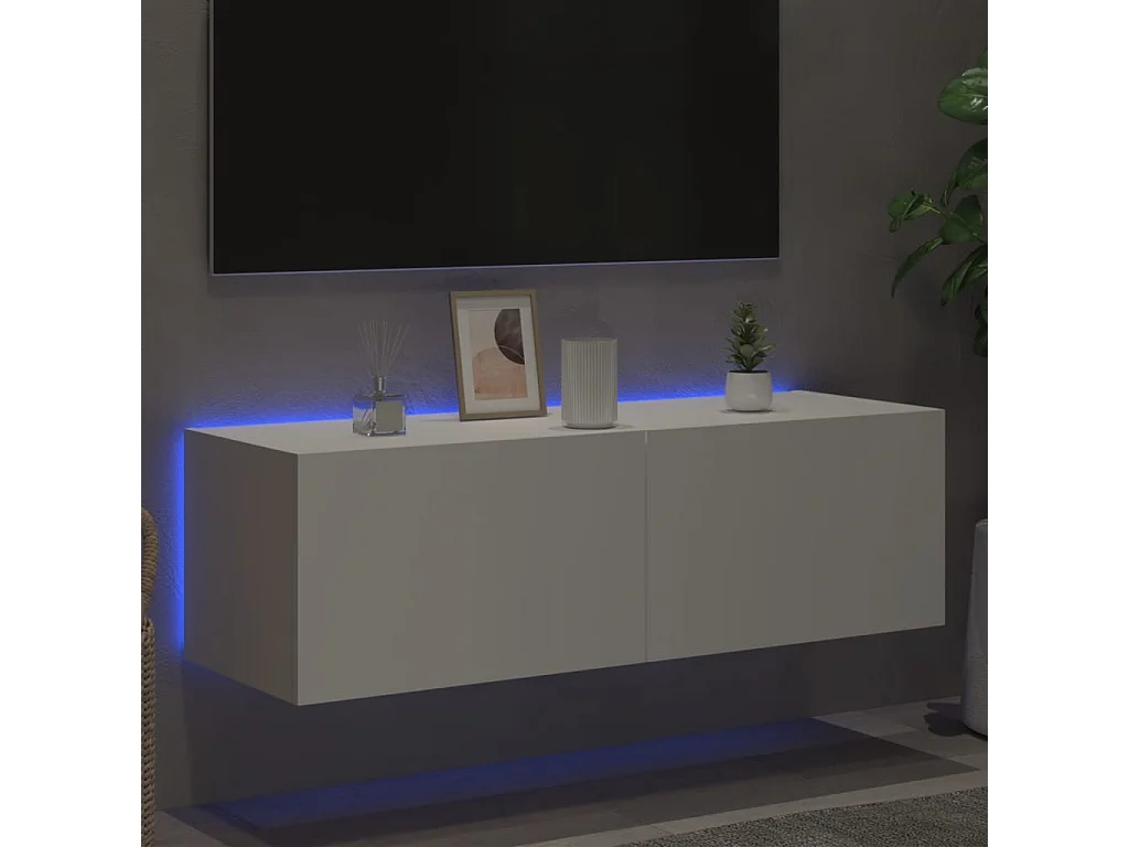 TV-Wandschrank,TV-Hängeschrank mit LED-Leuchten Weiß 100x35x31 cm -gkd526791