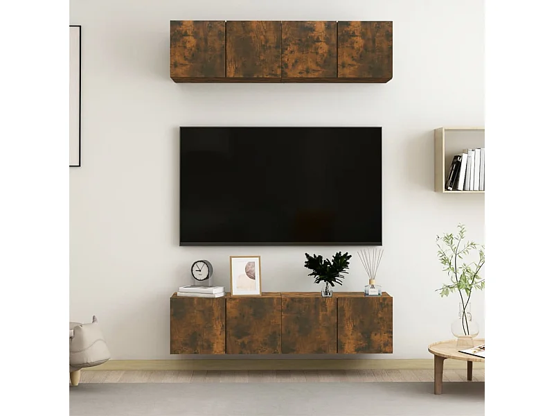 TV-Schränke,TV-Wandschränke 4 Stk. Räuchereiche 60x30x30 cm Holzwerkstoff -gkd875223