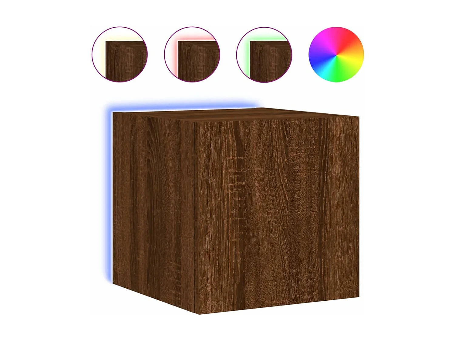 Mueble TV de pared con luces LED roble marrón 30,5x35x30 cm ES86625