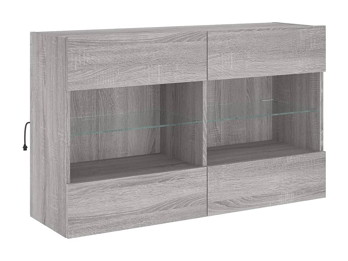 TV-Wandschrank,TV-Hängeschrank mit LED-Leuchten Grau Sonoma 98,5x30x60,5 cm -gkd765265