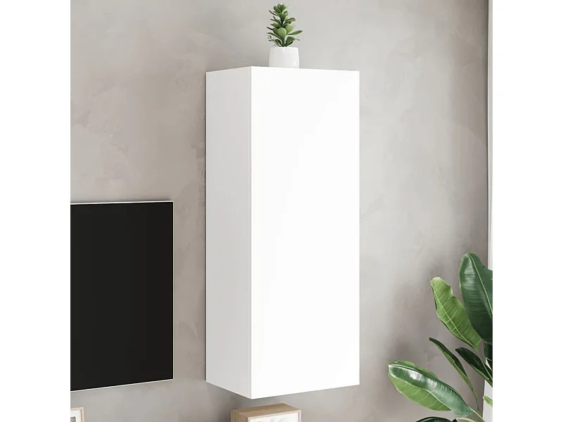 Meuble TV mural blanc 40,5x30x102 cm bois d'ingénierie WET3036