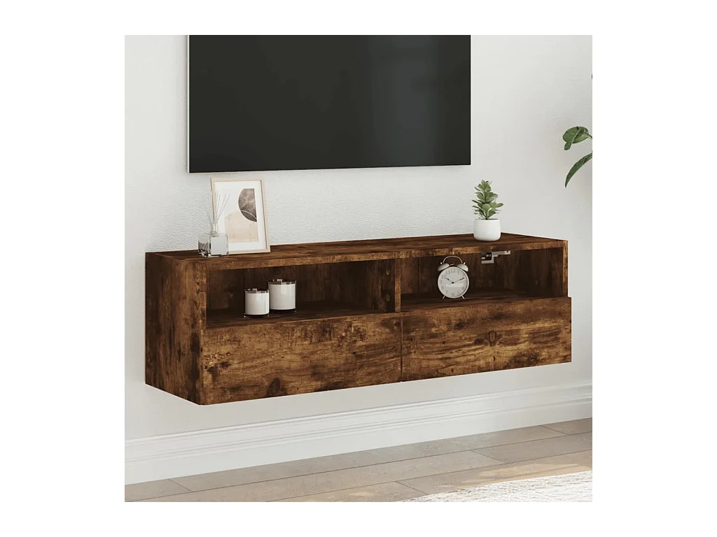 Tv-wandmeubel 100x30x30 cm bewerkt hout gerookt eikenkleurig NL610702