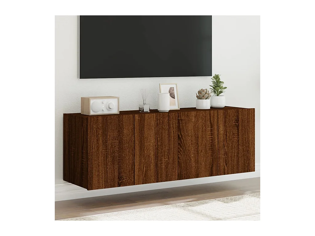 Meubles TV muraux lumières LED 2 pcs chêne marron 60x35x41 cm WET9266