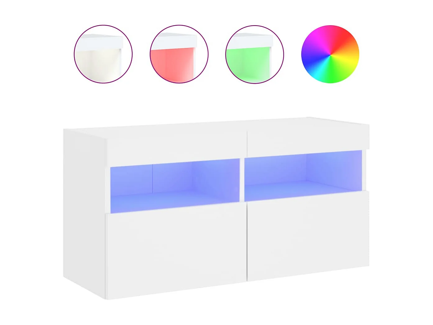 TV-Wandschrank,TV-Hängeschrank mit LED-Leuchten Weiß 80x30x40 cm -gkd405344