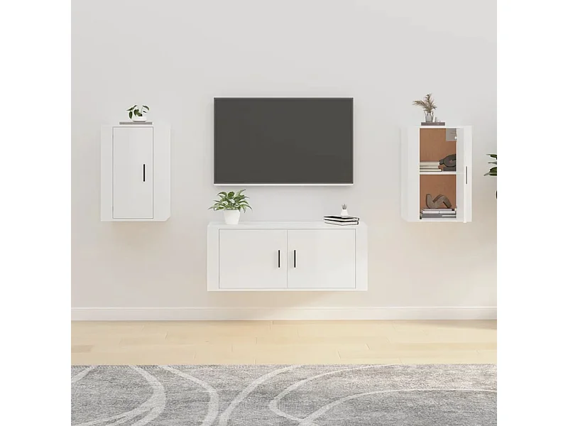 Meubles TV muraux 2 pcs Blanc brillant 40x34,5x60 cm WET6149
