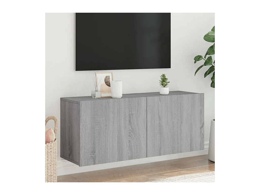 Meuble TV mural sonoma gris 100x30x41 cm WET8228