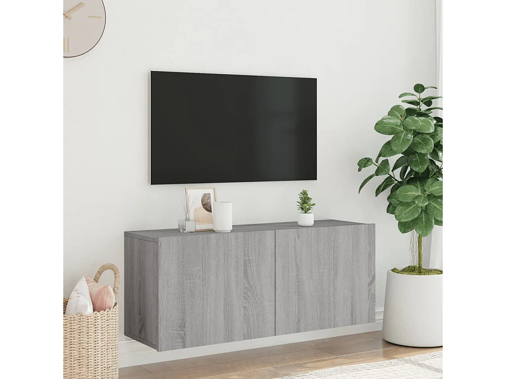 Meuble TV mural sonoma gris 100x30x41 cm WET8228