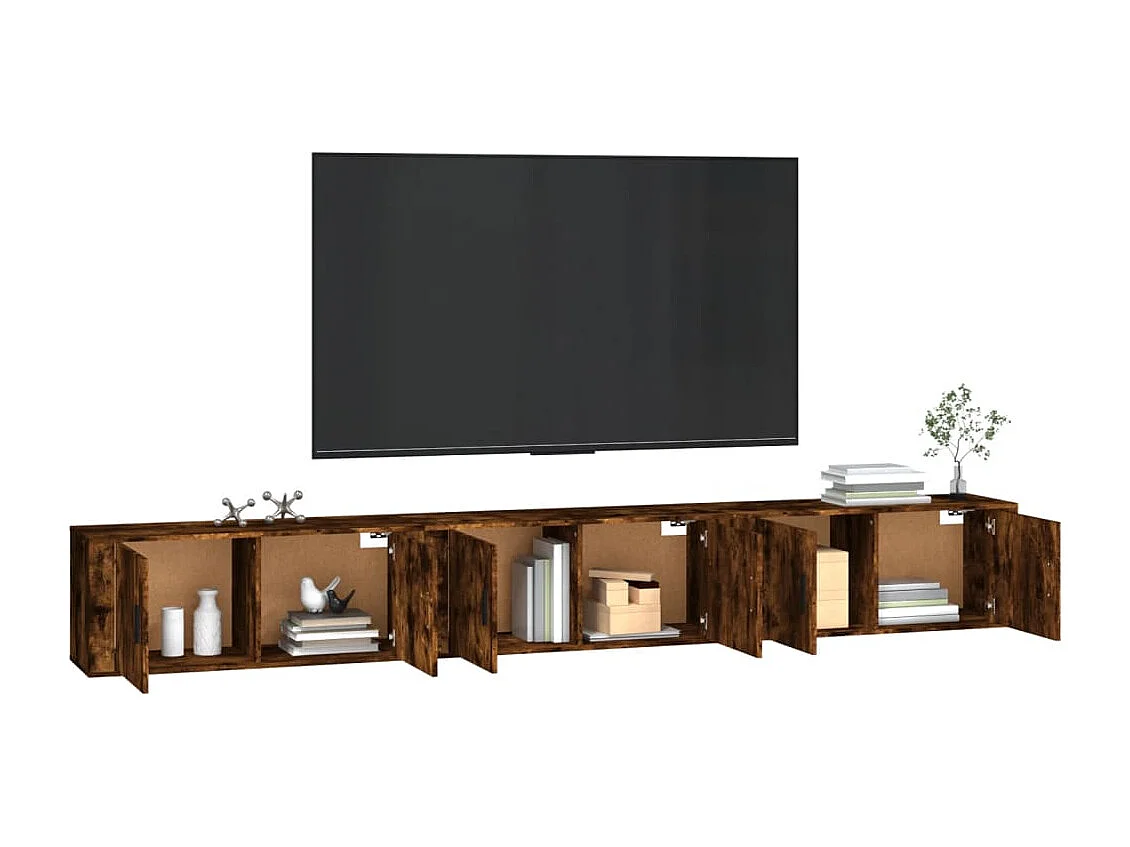 Muebles para TV de pared 3 uds roble ahumado 100x34,5x40 cm ES20197