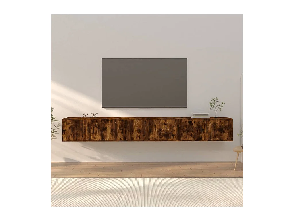 Meubles TV muraux 3 pcs chêne fumé 100x34,5x40 cm WET9853