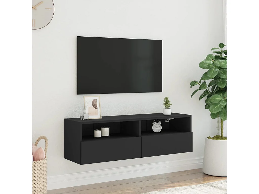 TV-Wandschrank,TV-Hängeschrank Schwarz 100x30x30 cm Holzwerkstoff -gkd744042