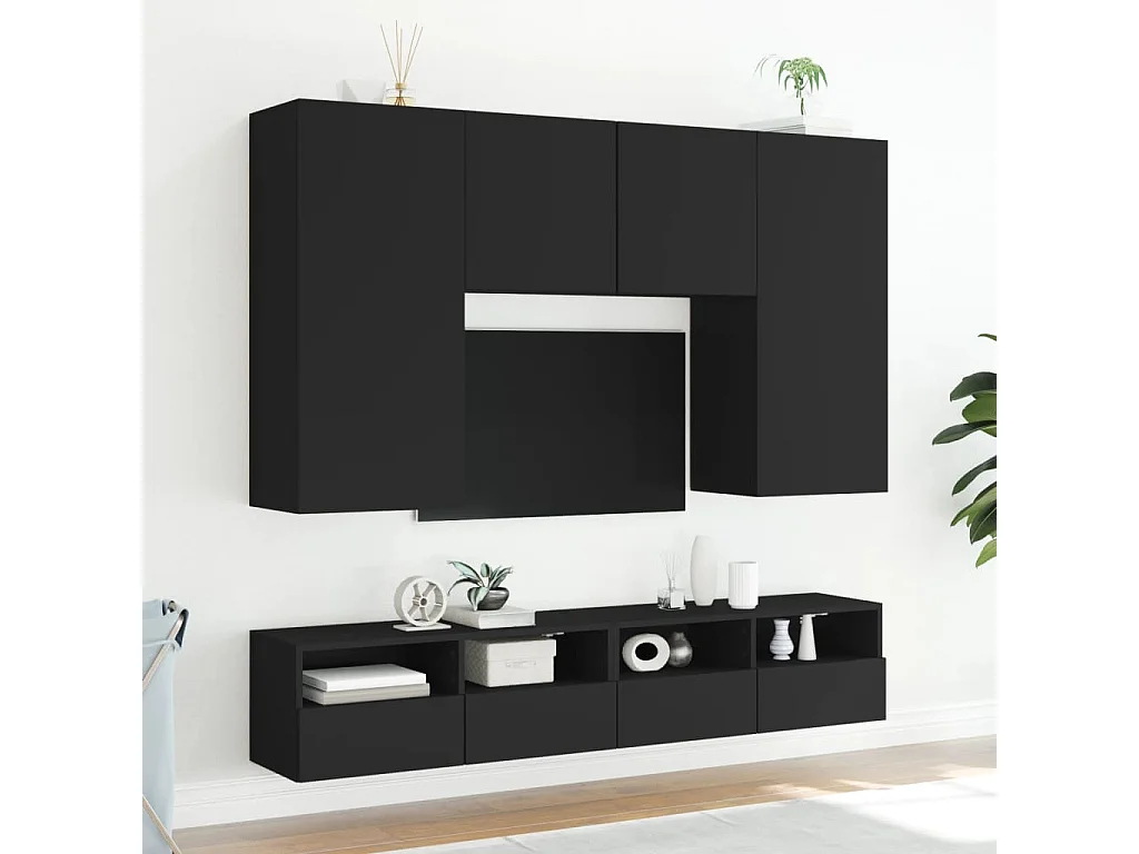 TV-Wandschrank,TV-Hängeschrank Schwarz 100x30x30 cm Holzwerkstoff -gkd744042