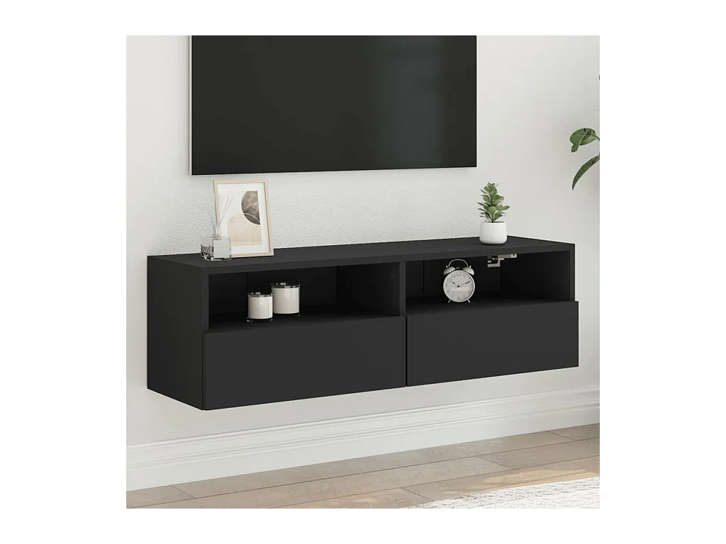 Tv-wandmeubel 100x30x30 cm bewerkt hout zwart NL703944