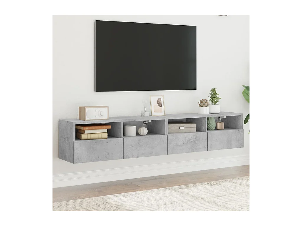 Meubles TV muraux 2 pcs gris béton 80x30x30cm bois d'ingénierie WET7351