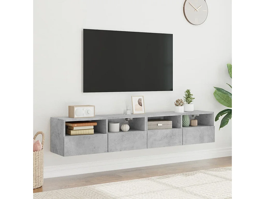 Meubles TV muraux 2 pcs gris béton 80x30x30cm bois d'ingénierie WET7351