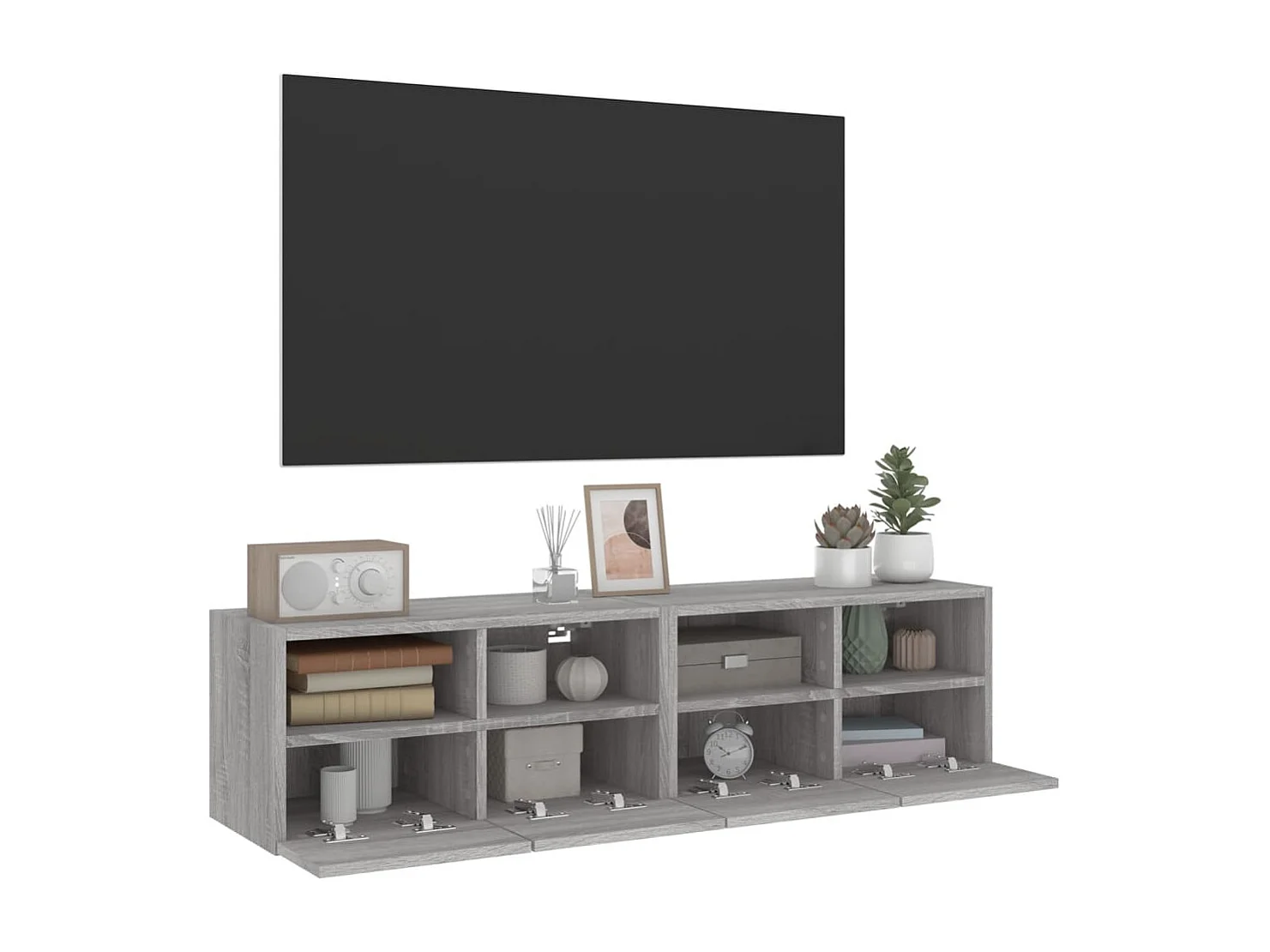 Meubles TV muraux 2pcs sonoma gris 60x30x30cm bois d'ingénierie WET2264