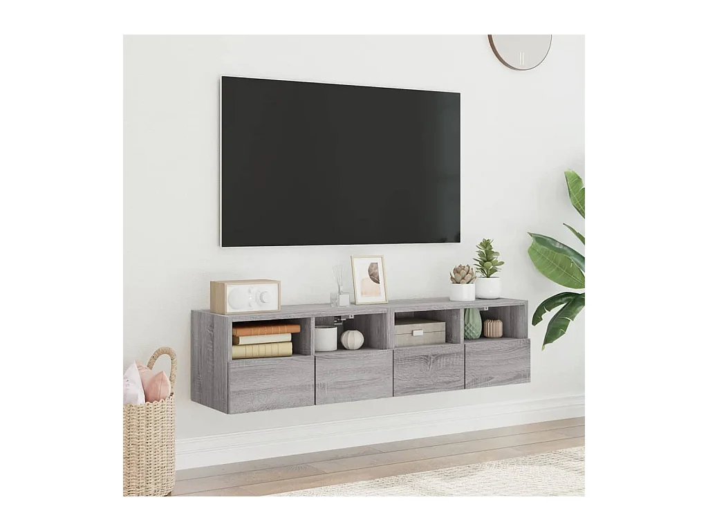 Móveis parede p/ TV 2pcs 60x30x30cm deriv. madeira cinza sonoma PT738534