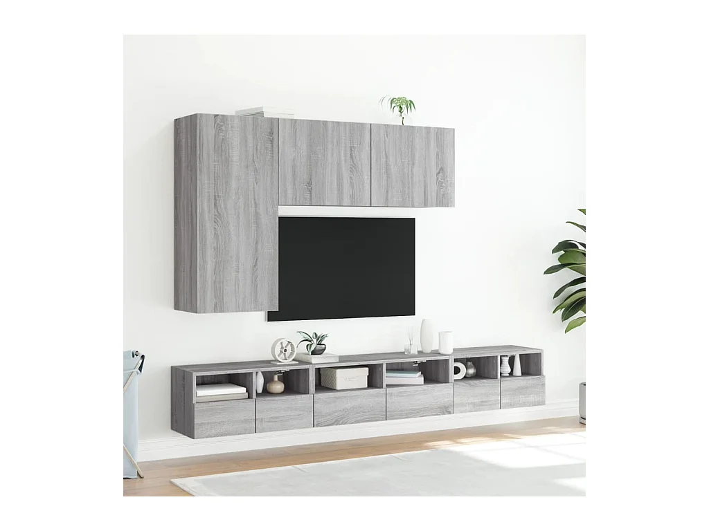 Móveis parede p/ TV 2pcs 60x30x30cm deriv. madeira cinza sonoma PT738534