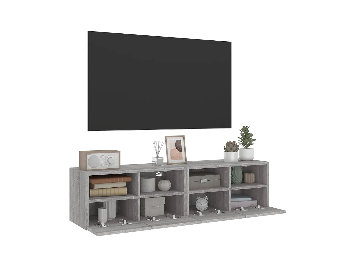 Móveis parede p/ TV 2pcs 60x30x30cm deriv. madeira cinza sonoma PT738534