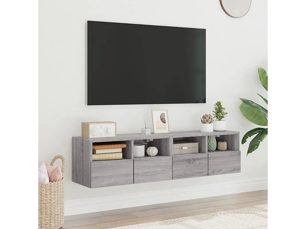 Meubles TV muraux 2pcs sonoma gris 60x30x30cm bois d'ingénierie WET2264