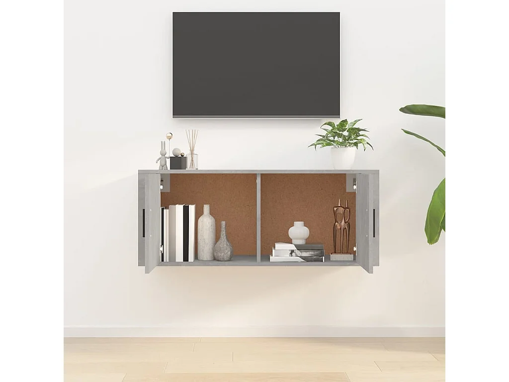 Meuble TV mural Gris béton 100x34,5x40 cm WET8102