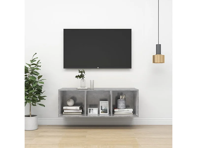 TV-Wandschrank,TV-Hängeschrank Betongrau 37x37x107 cm Holzwerkstoff -gkd876809