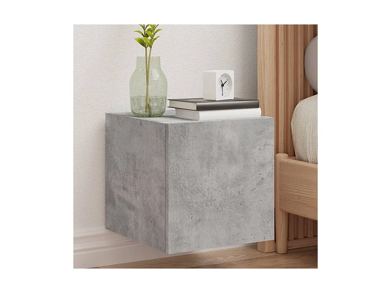 Meuble TV mural avec lumières LED gris béton 30,5x35x30 cm WET9166